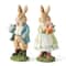 Glitzhome® 9.75" Easter Resin Bunny Couple with Coffee and Tulips Table Decor